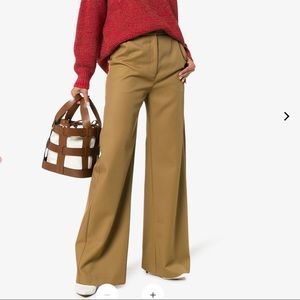 Vika Gazinskaya-Straight Wide Leg Wool Trousers.